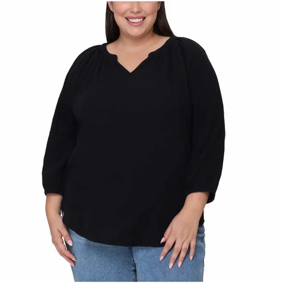 Nicole Miller Ladies Gauze Top - BLACK - Picture 4 of 6